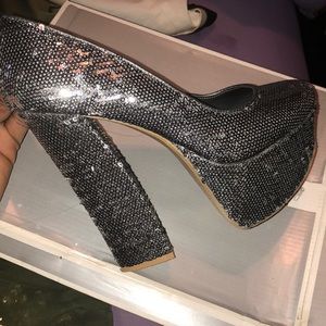 PLATFORM SEQUIN HEELS